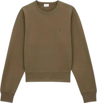 Saint Laurent Sweatshirt - Dames - Sweatshirts - Groen - L - Katoen - Hoodies & sweatvesten