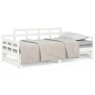 Berkfield Home Pull-out Day Bed White Solid Wood Pine 2x(80x200) cm