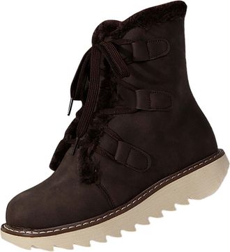 Generic Flat Ankle Boots Women Wide fit Suede Boots Women Womens Snow Boots Fashion Casual Sneakers Breathable Flat Casual Shoes Winter Padded Warm Womens Bla