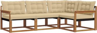 vidaXL Conjunto De Sof&aacute;s De Exterior 4 Uds. Natural Y Beige Vidaxl