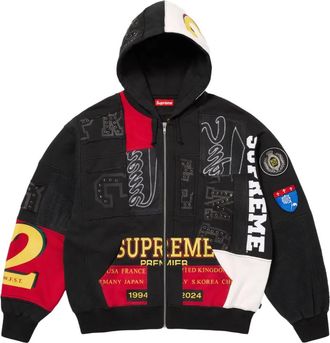 SUPREME Felpa con design patchwork, zip e cappuccio - Nero