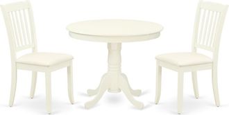 East West Furniture Dining Room Set Linen White, ANDA3-LWH-C