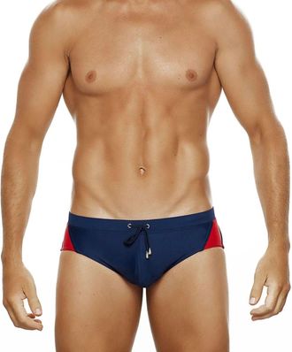 Generic Mens Sexy Low Rise Swim Briefs Sports Mens Swimming Briefs Budgie Smugglers Mens Quick Dry Swimsuit Board Surf Color Clash Bikini Bottom Classic Swimw