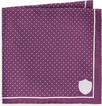 Clifton Wilson Plum & White Neat Dot Silk Pocket Square at Nordstrom
