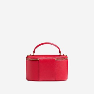 Valentino Garavani Womens Mini Vanity Bag Vlogo Granato Calf Leather Red Shoulder
