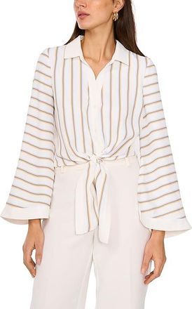 Vince Camuto Tie Front Button Up Collared Blouse Womens Clothing New Ivory : LG, Polyester