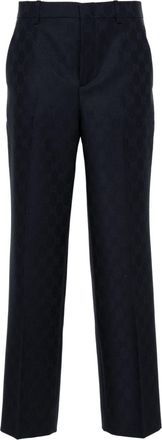 Gucci GG wool trousers - women - Cotton/Wool - 42 - Blue