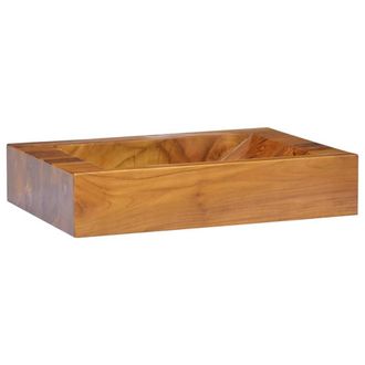 Berkfield Home Basin Solid Teak Wood 50x35x10 cm in Brown | Size: 50 x 35 x 10 cm