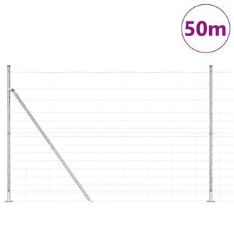 Berkfield Home Modern Field Fence 1.6x50 m Galvanised Steel in Silver