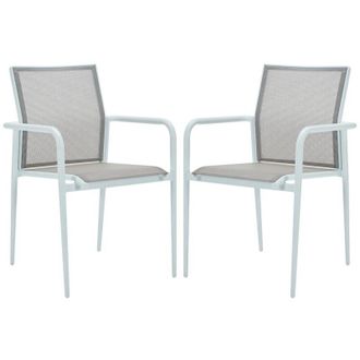 Vente-Unique Vente-unique - Sedia da giardino impilabili in Alluminio e textilene Grigio e Bianco - Lotto di 2 - yoha di mylia