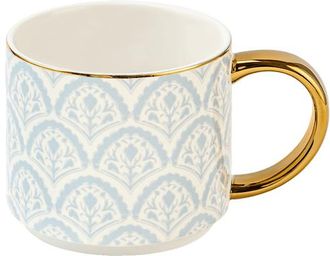 Sweet Water Decor Patterned 14 oz Gold Handle Coffee Mug in Blue Fan at Nordstrom