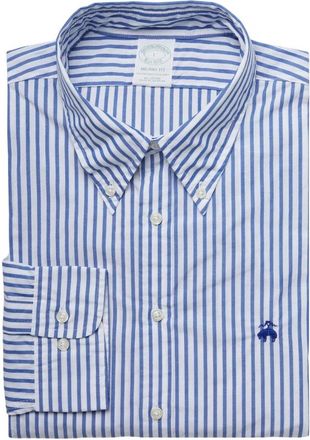 Brooks Brothers Milano Slim-fit Sport Shirt - Heren - Zakelijke Overhemden - Blauw - S - Katoen - Overhemden