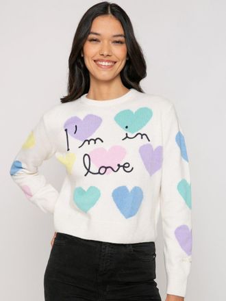 MC2 Saint Barth Woman Sweater With Hearts Print And Im In Love Embroidery
