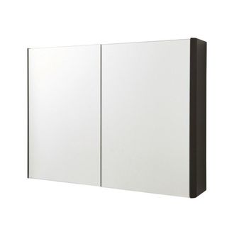 Clifton Matt Graphite 2-Door Mirror Bathroom Cabinet 60cm H x 80cm W in Dark Grey | Size: 60 cm H x 80 cm W
