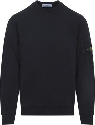 Stone Island Navy Blue Crewneck Logo Patch Sweatshirt