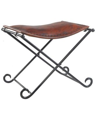LR Home Lr Home Annes Leather Classic Upholstered Stool