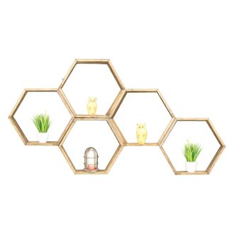 Dmora Estanter&iacute;a Montauro, 5 Estantes, Hecha A Mano, Madera De Abeto, Tono Roble, 40x10x37h Cm Marr&oacute;n Roble