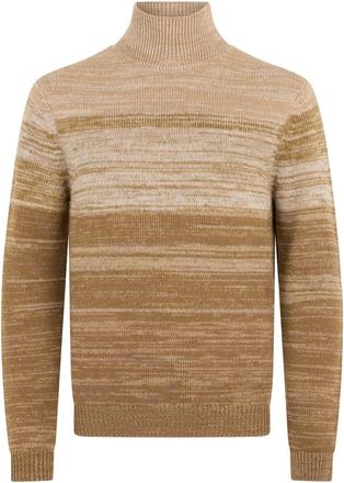 Malo Long Sleeve Striped Sweater - Heren - Coltruien - Beige - 2XL - Kasjmier - Truien & Vesten