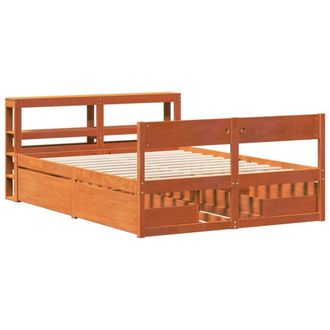 Berkfield Home Full Bed Frame without Mattress Wax Brown 135x190 cm Double Solid