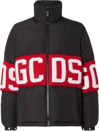 GCDS Gcds, Jassen, Dames, Zwart, XL, Nylon, Logo Band Puffer Jacket