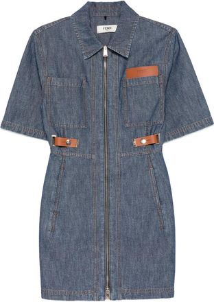 Fendi Leather-trim Zip-up Dress