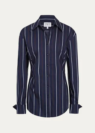 TWP The Night We Met Striped Cotton-Blend Shirt