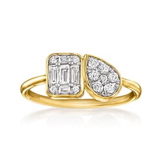 Ross-Simons Lab-Grown Diamond Toi Et Moi Ring in 14kt Yellow Gold