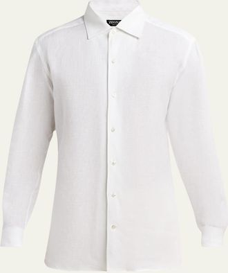 Ermenegildo Zegna Mens Oasi Lino Button-Down Shirt