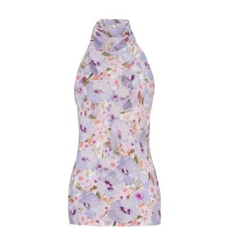Balmain Sleeveless Tops, female, Multicolor, Size: XS Sleeveless Top with Poppy Flower Print