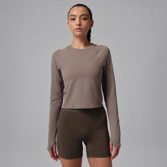 Nike Jordan Womens Jordan Sport Flightweight Long-Sleeve Top in Grey | HQ8948-040