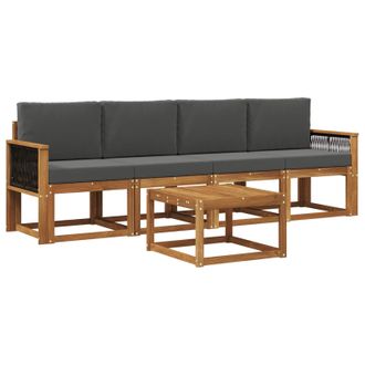 vidaXL Conjunto De Sof&aacute;s De Exterior 4 Pcs Natural Y Antracita Vidaxl