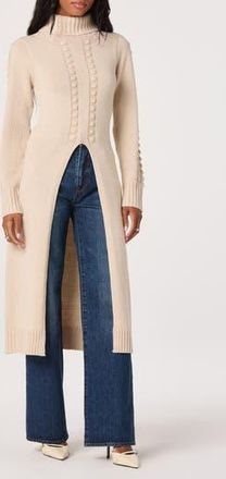 ASTR the Label Textured Maxi Turtleneck Sweater in Oatmeal at Nordstrom Rack, Size X-Small