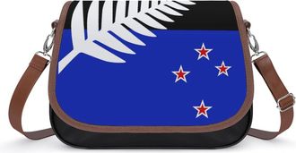 Generic Flag of New-Zea-land Crossbody Bag Womens Handbag PU Message Bags Shoulder Purse with Adjustable Strap