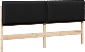 vidaXL Upholstered Headboard Natural and Black 200 cm Solid Pine Wood vidaXL