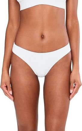BECCA by Rebecca Virtue Modern Edge Rib Adela Hipster Bottoms Womens Swimwear White : MD, Nylon/Spandex