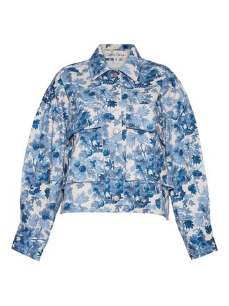 Cara Cara Kobie floral-print denim jacket - women - Cotton - S - Blue