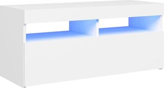 vidaXL Tv Cabinet with led Lights White 90x35x40 cm Vidaxl
