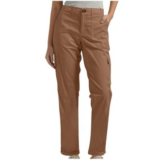 Generic Cargo Trousers Women Straight Leg Casual Work Pants Full Length Plain Chinos Trousers with Pockets Loose Fit Workwear Trousers Baggy Sportwear Sweatpa