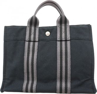 Herm&egrave;s Black Canvas Tote Bag (Pre-Owned)