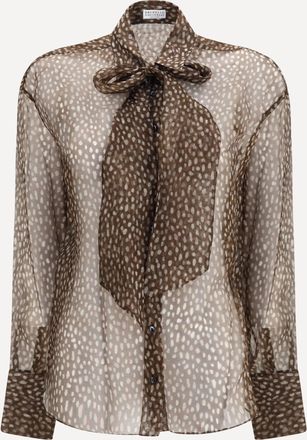 Brunello Cucinelli Dapple silk organza Shirt with neck tie Female L