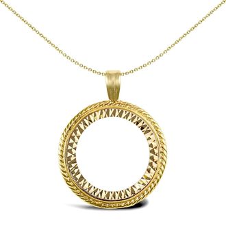 Jewelco London 9ct Gold Rope Edge Frame Half Sovereign Coin Mount Pendant - JSP001-H