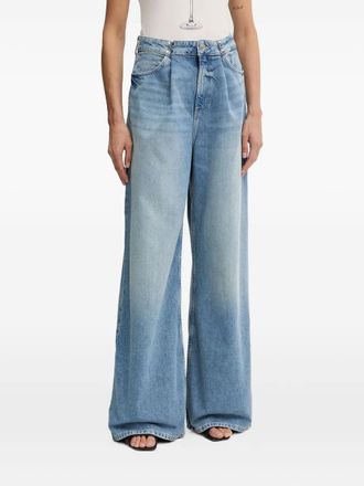 Guess Co Jeans a gamba ampia con pieghe - Blu