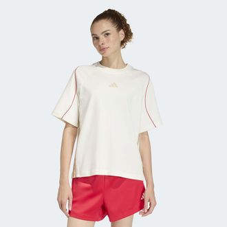 adidas T-Shirt ADIDAS SPORTSWEAR W STADIUM TEE, Damen, Gr. XXL, sanftes wei&szlig;, pure ruby, crystal linen, Obermaterial: 100% Baumwolle, normal, Rundhals, Shirt