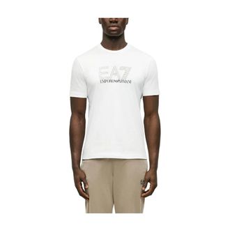Emporio Armani T-Shirts, male, White, Size: XL Cotton T-Shirt