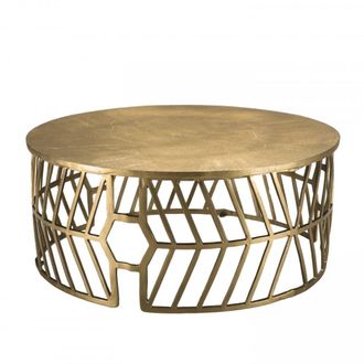 Macabane Mesa de centro redonda de aluminio dorado D89