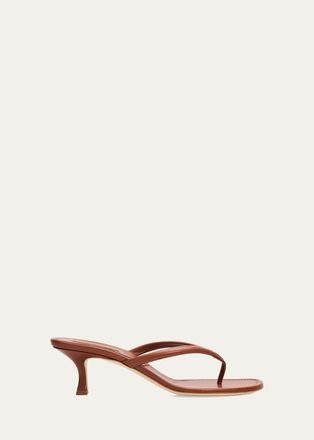 Manolo Blahnik 50mm Paterno Leather Thong Sandals