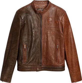 Golden Goose Biker leren jack - Heren - Leren en Su&egrave;de Jassen - Bruin - XL - Leer - Jassen