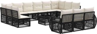 vidaXL Conjunto De Sof&aacute;s De Jard&iacute;n 14 Uds. Negro Y Blanco Crema Vidaxl