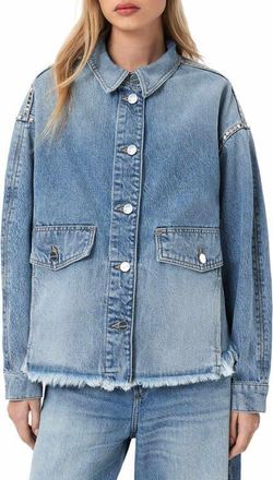 AllSaints Hettie Stud Shacket in Vintage Indigo at Nordstrom, Size Large