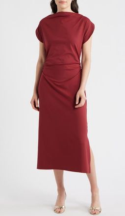 Maggy London Draped Midi Dress in Cabernet at Nordstrom, Size 12